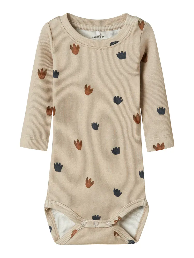 Långärmad Body Ninokab - Island Fossil - 56 | Barnkläder - Bodys & overaller - Långärmad body | BabyMode