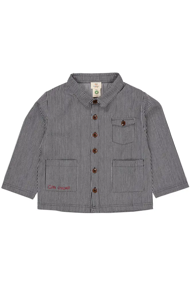 Stribet twill jakke med lommer - NAVYSTRIPE - 104 | Barnkläder - Toppar - Skjortor | BabyMode