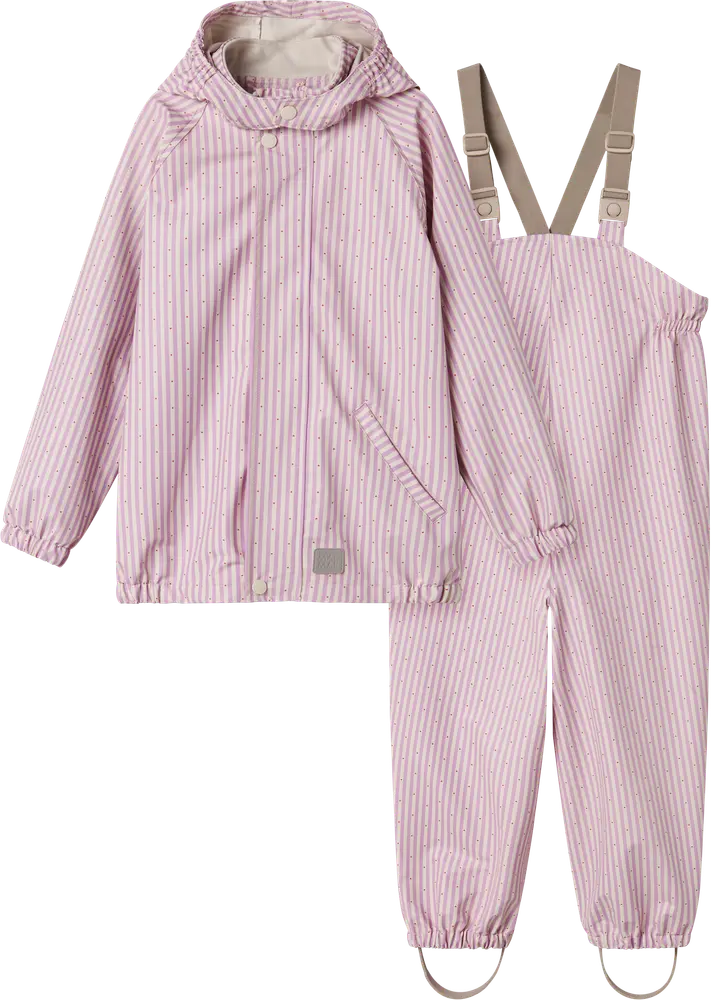Oddy Regnset - Pink Stripe - 74 | Barnkläder - Ytterplagg - Regnkläder | BabyMode