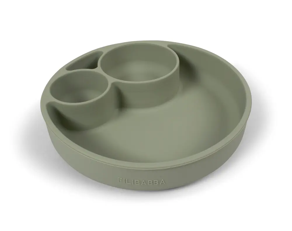 Indelad Tallrik Silikon - Green | Baby & Barn - Äta - Barnserviser | BabyMode