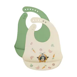 Silikon Haklapp 2-Pack - Loden Frost | Baby & Barn - Äta - Haklappar | BabyMode