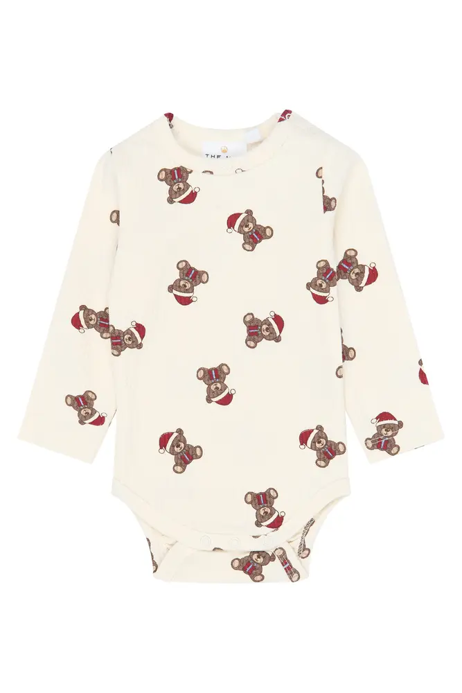The New Siblings Holiday Teddy Långärmad Rib Body - Gardenia AOP - 62