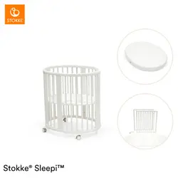 V3 Sleepi Mini Spjälsäng Med Förlängning & Madrass - White | Barnrum | BabyMode