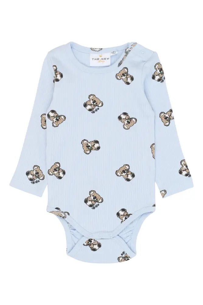 Topper Långärmad Rib Body - Heather AOP - 62 | Barnkläder - Bodys & overaller - Långärmad body | BabyMode