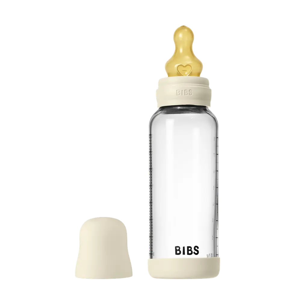 Nappflaska Glas Baby Latex Medium Slow Flow 240 ml - Ivory | Baby & Barn - Äta - Nappflaskor | BabyMode