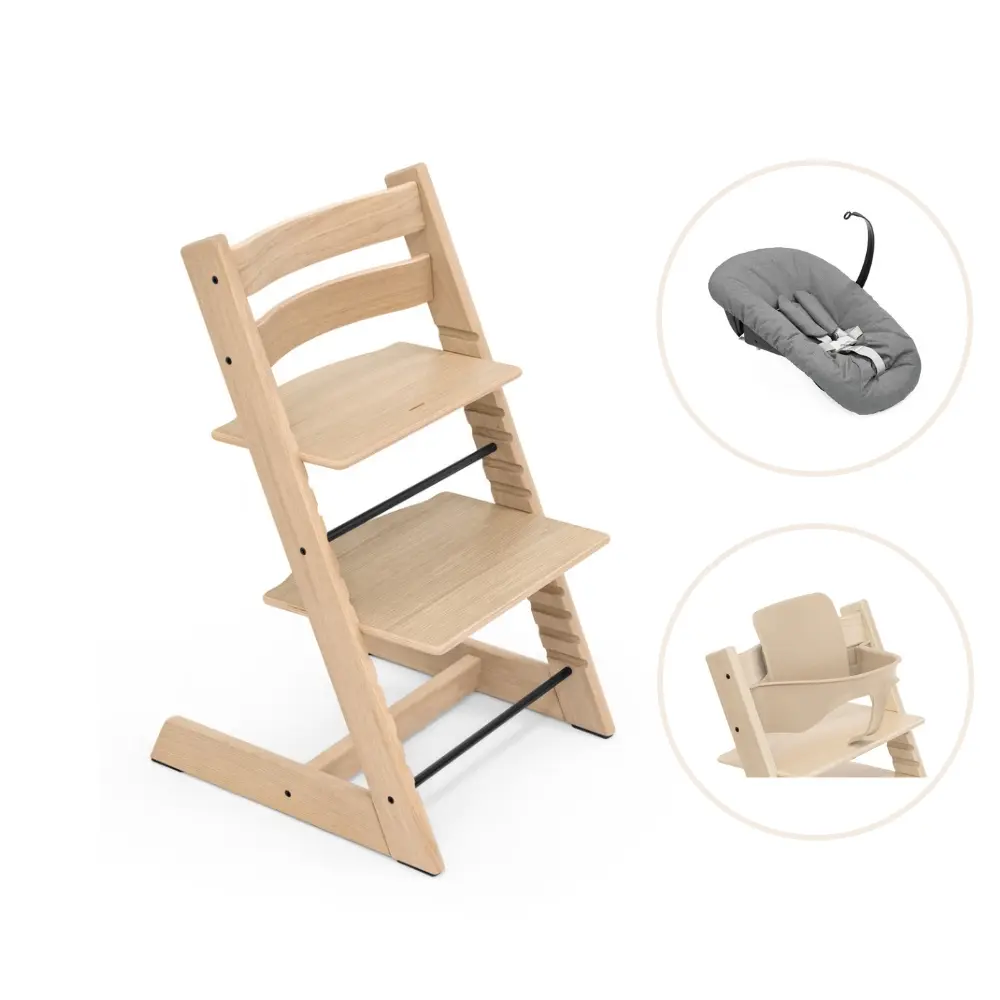 Stokke&reg; Tripp Trapp Stol Oak Inkl. Newborn Set & Babyset- Natural