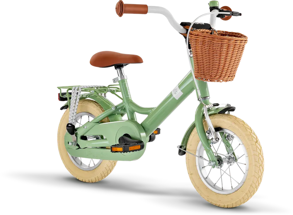 Youke Classic 12-Alu Springcykel med Korg - Retro Gr&ouml;n