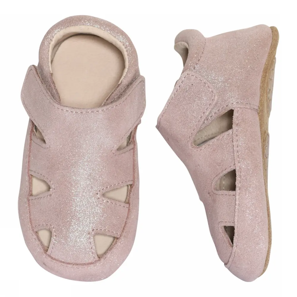 Sandaler i läderstofflor - Rose Grey - 20/21 | Barnskor - Inneskor & tofflor - Tofflor | BabyMode