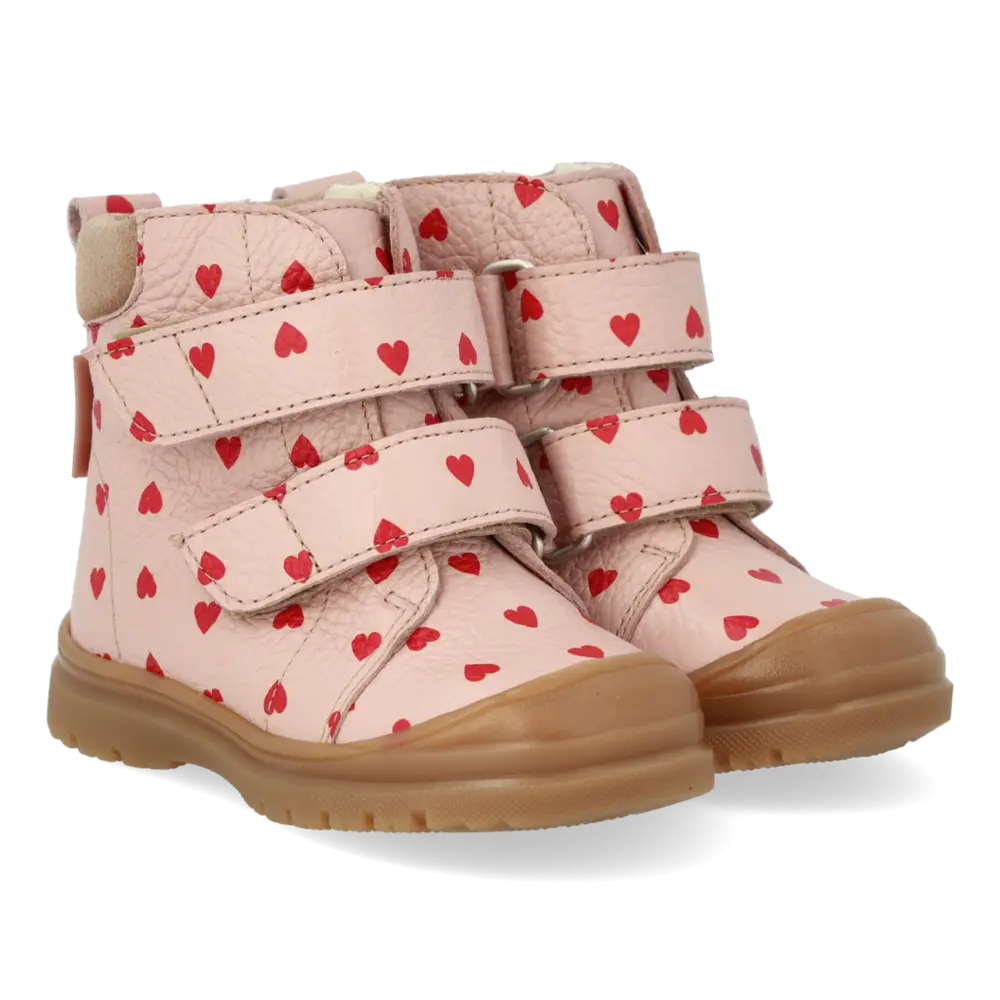 Tex Stövlar Med Velcro - Rose Hearts/Dusty Mauve - 25