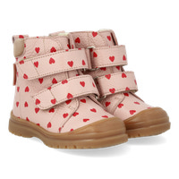 Tex Stövlar Med Velcro - Rose Hearts/Dusty Mauve