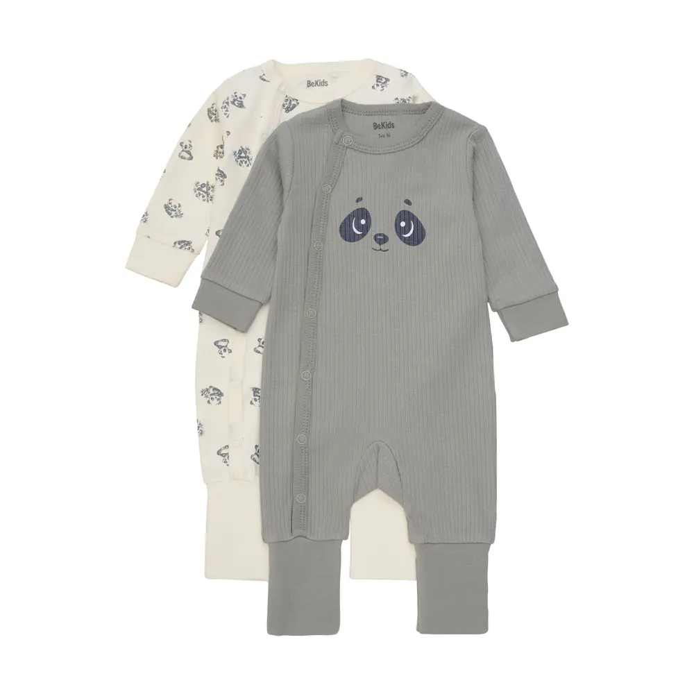 Långärmad Jumpsuit 2-pack - Forest Fog - 60 | Barnkläder - Set & Multipack - Multipack | BabyMode