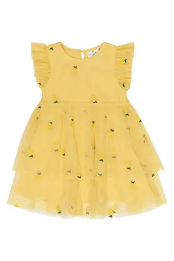 Svea Klänning - Dusky Citron EMB | Barnkläder - Toppar - Klänningar - Klänningar | BabyMode