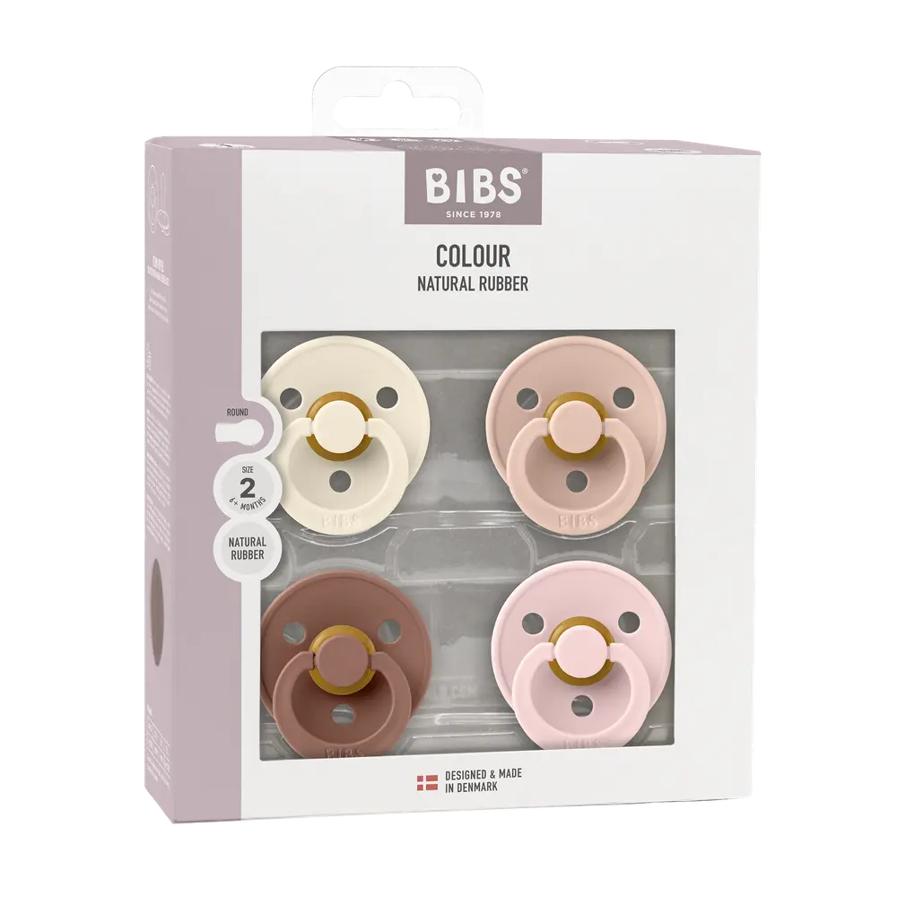 Napp Colour 4-pack Latex Rund 6-18 mån - Ivory/Blush/Wood/Blossom | Baby & Barn - Sköta - Nappar | BabyMode