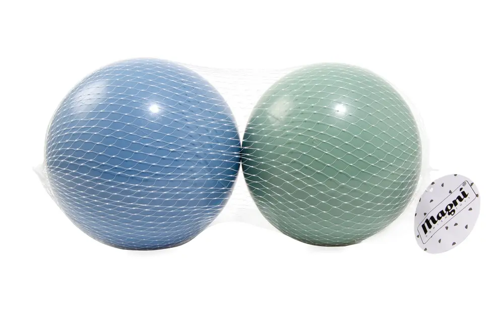2 Plastbollar i Nät 15 cm - Grön/Blå | Leksaker - Babyleksaker - Aktivitetsbollar | BabyMode
