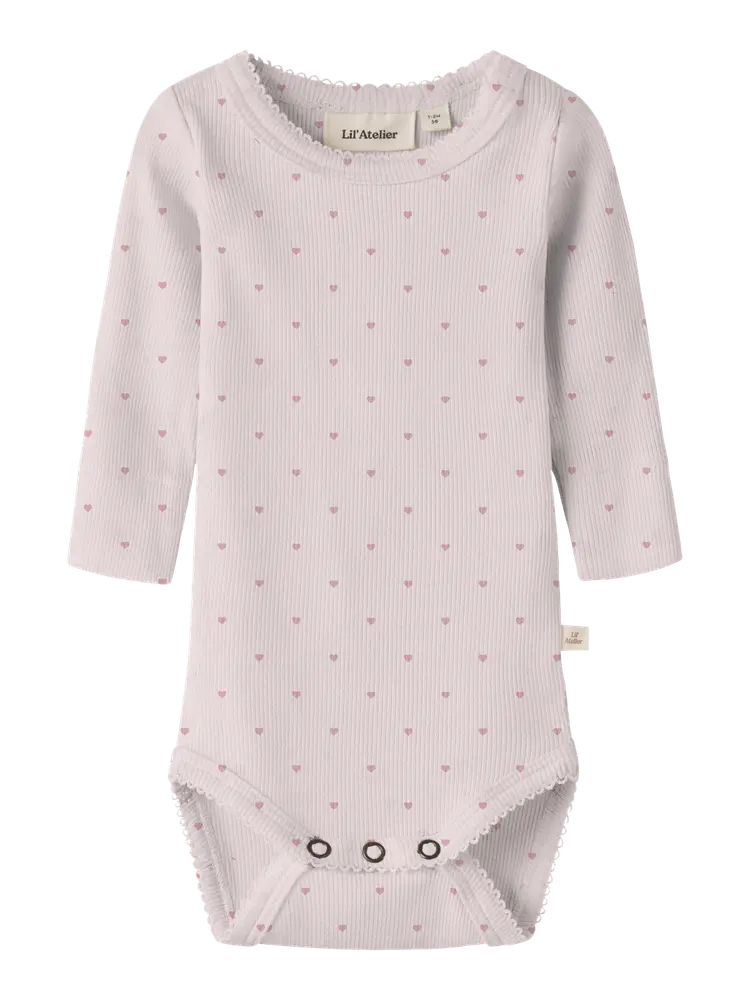 Lil Atelier Gago Långärmad Body Slim - Hushed Violet - 62 | Barnkläder - Bodys & overaller - Långärmad body | BabyMode