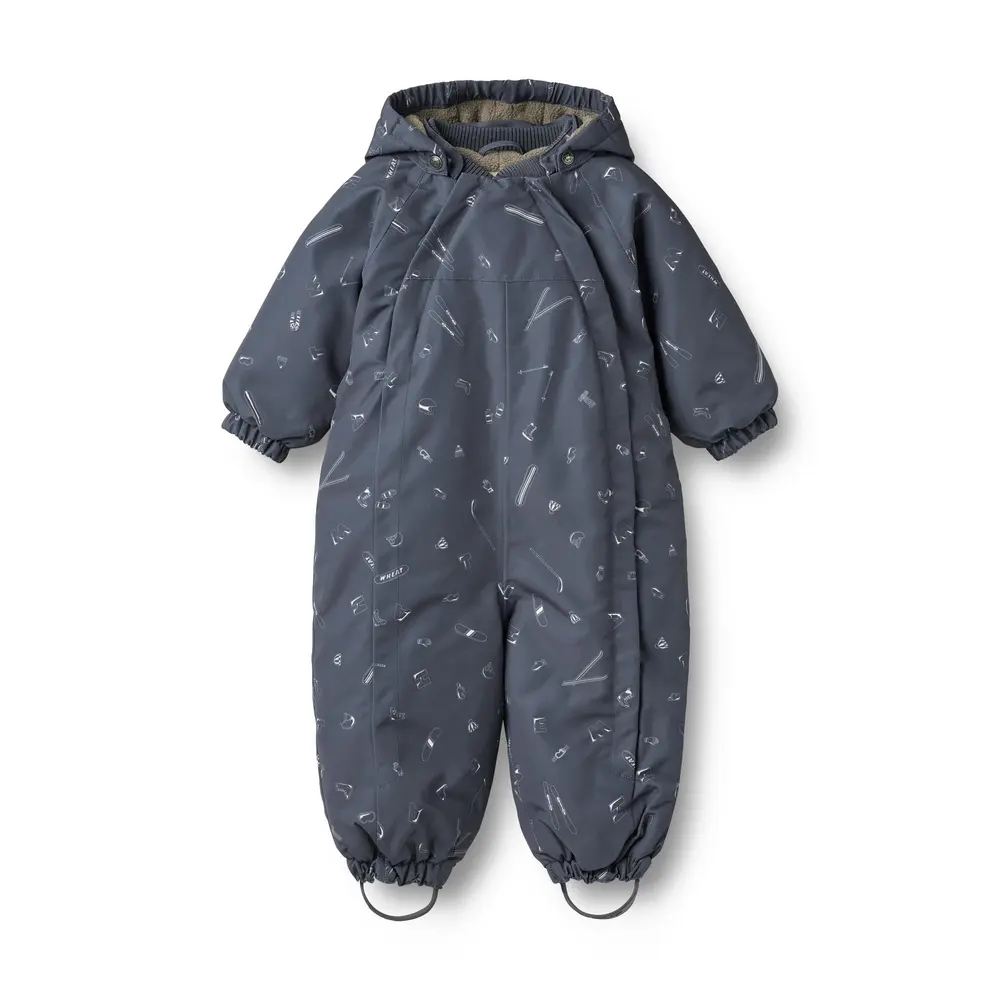 Wheat Snöoverall Adi Rose Dust Flowers 80 - Winter Blue  - 74