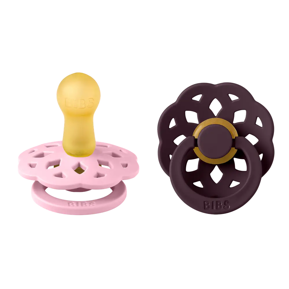 Napp Boheme 2-pack Latex Str 2 Baby Pink/Plum | Baby & Barn - Sköta - Nappar | BabyMode