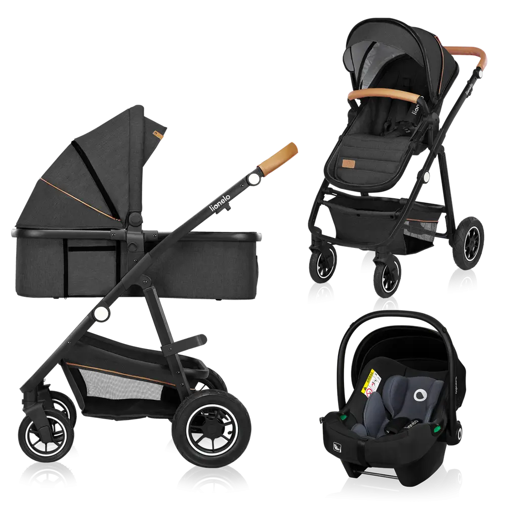 Lionelo Amber 3i1 Duovagn - Grey Graphite | Barnvagnar - Barnvagnspaket | BabyMode