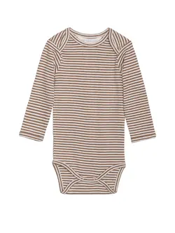 Långärmad Body Randig - Almond/Off-White | Kläder - Bodys & overaller - Långärmad body | BabyMode