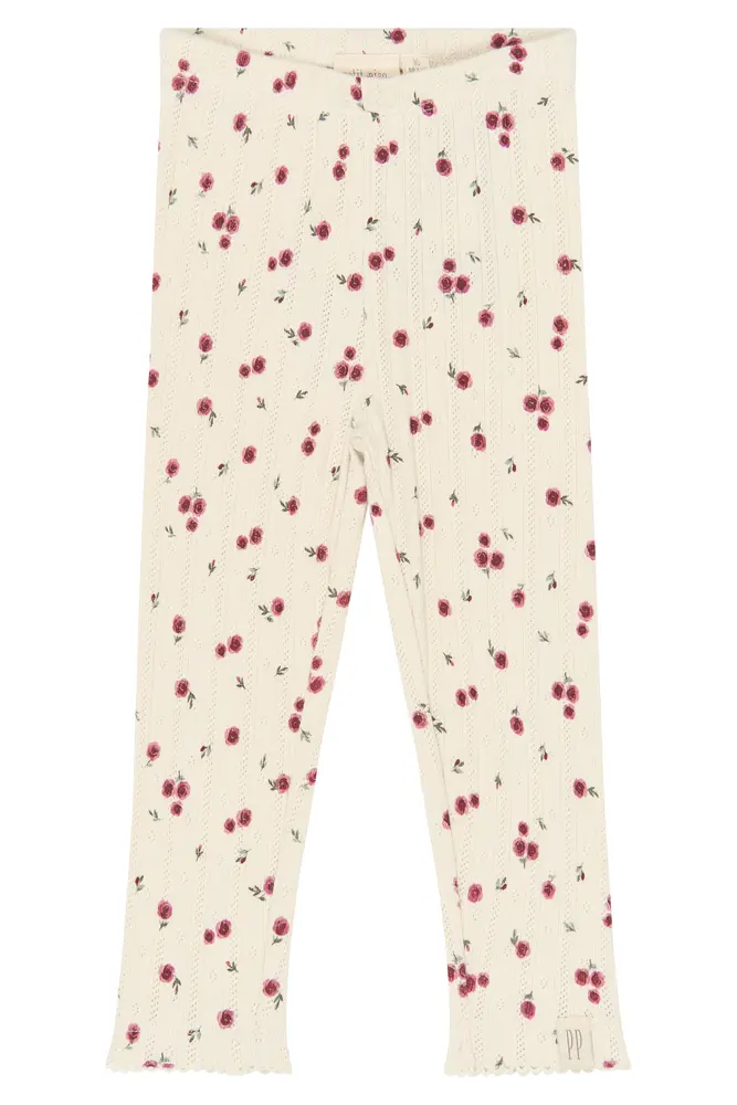 Petit Piao Gracie Pointelle Leggings - Eggnog Rosehip AOP - 92 CM