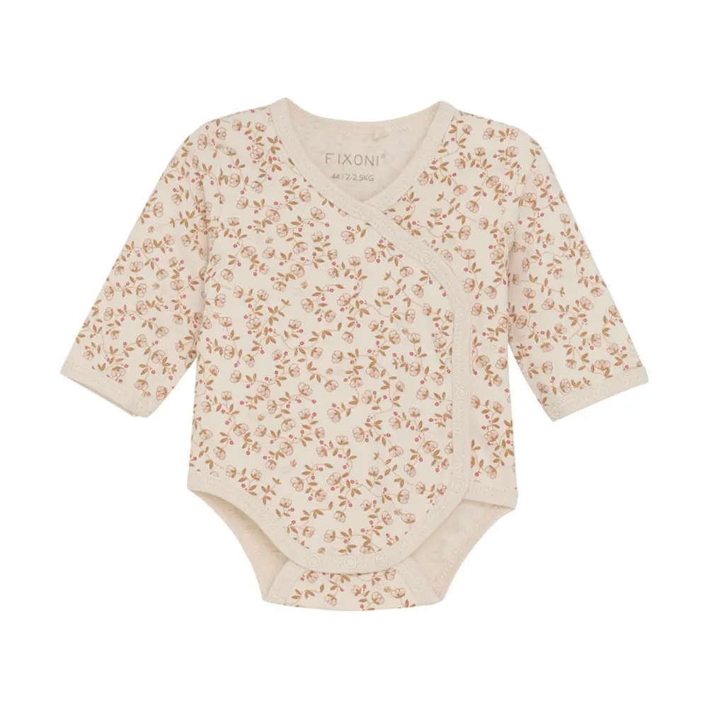 Långärmad Wrap Body m. Tryck - Pale Mauve - 44 | Barnkläder - Prematurkläder | BabyMode