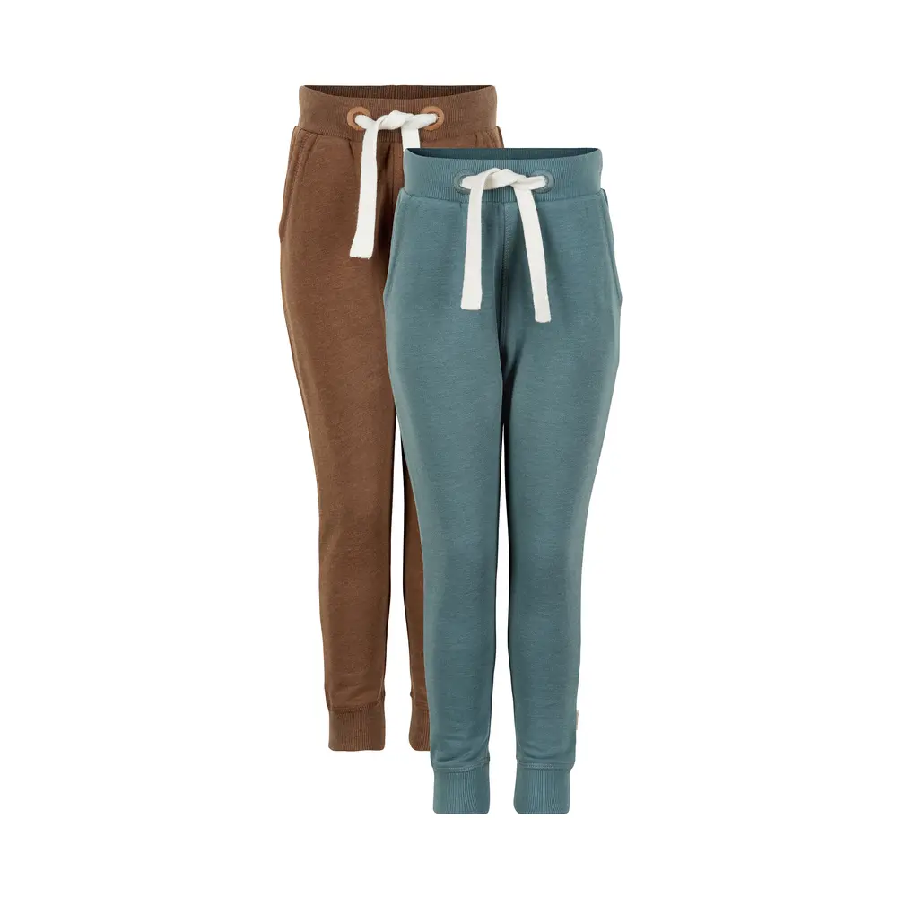 Joggingbyxor 2-pack - Brun/Turkos - 146 | Barnkläder - Underdelar - Byxor | BabyMode