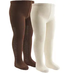 Strumpbyxor med Hålmönster 2-pack - Bark/ Balsam Cream