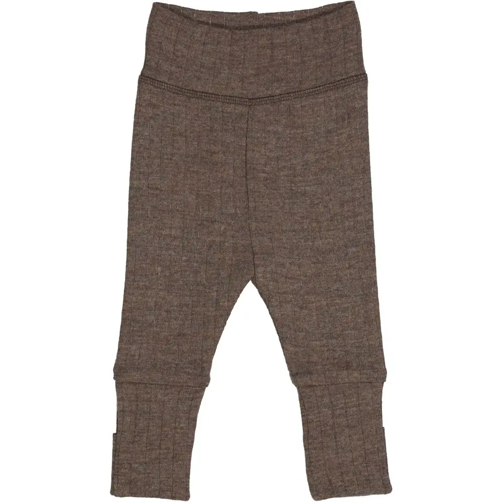 Byxor med Vikbar Mudd Woolly - Walnut Melange - 68 | Barnkläder - Ull - Ullbyxor | BabyMode