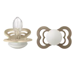 Napp Supreme 2-pack Silicone Str 2 Vanilla/Dark Oak Glow | Baby & Barn - Sköta - Nappar | BabyMode