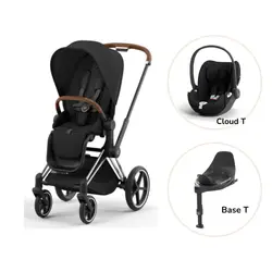 Priam Sittvagn + Cloud T + Basenhet T - Sepia Black/Chrome Brown | Barnvagnar | BabyMode