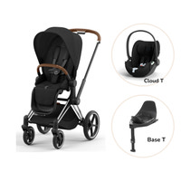 Priam Sittvagn + Cloud T + Basenhet T - Sepia Black/Chrome Brown