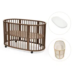 Sleepi inkl. madrass, lakan och spjälskydd – Warm brown | Barnrum | BabyMode