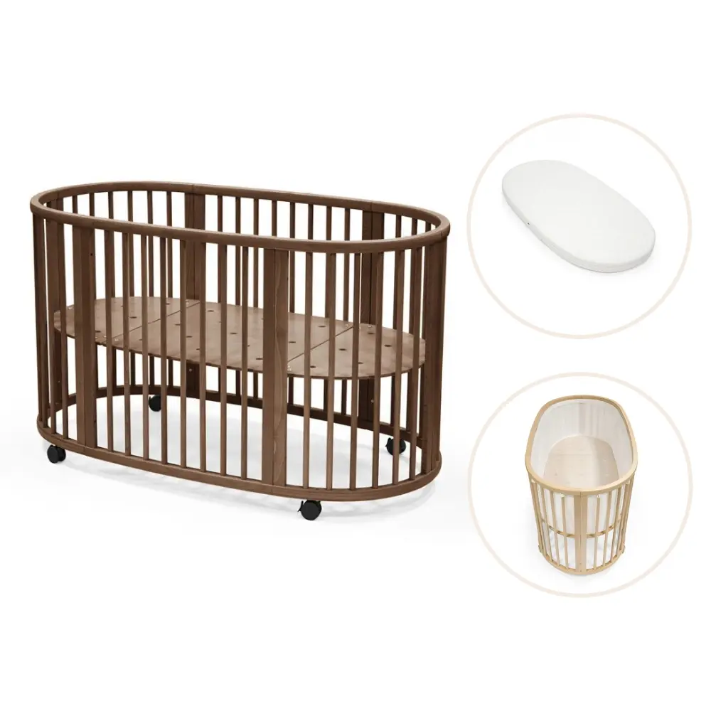 Stokke® Sleepi V3 Spjälsäng Inkl. Madrass, Lakan & Spjälskydd – Warm Brown | Barnrum - Barnrumspaket | BabyMode
