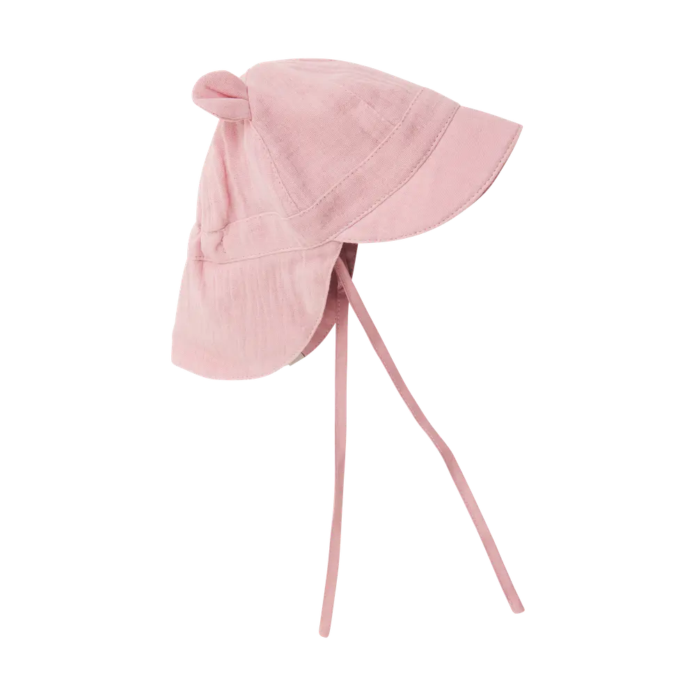 Sommarhatt m. Öron Muslin - Pale Mauve - 3-6 MDR.