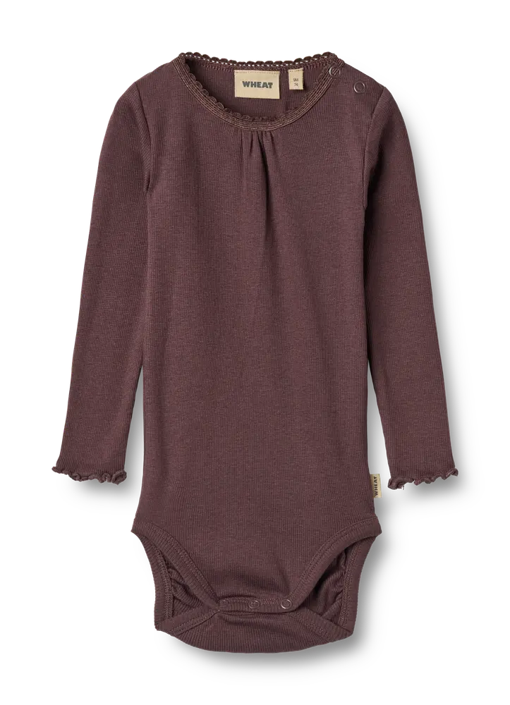 Lotta Rib Body Långärmad - Fudge - 18 MDR. | Barnkläder - Bodys & overaller - Långärmad body | BabyMode