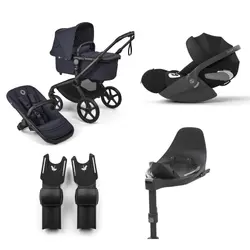Bugaboo Fox 5 Renew Complete - Black/Deep Indigo + Cloud T + Bas T + Adapter | Barnvagnar | BabyMode