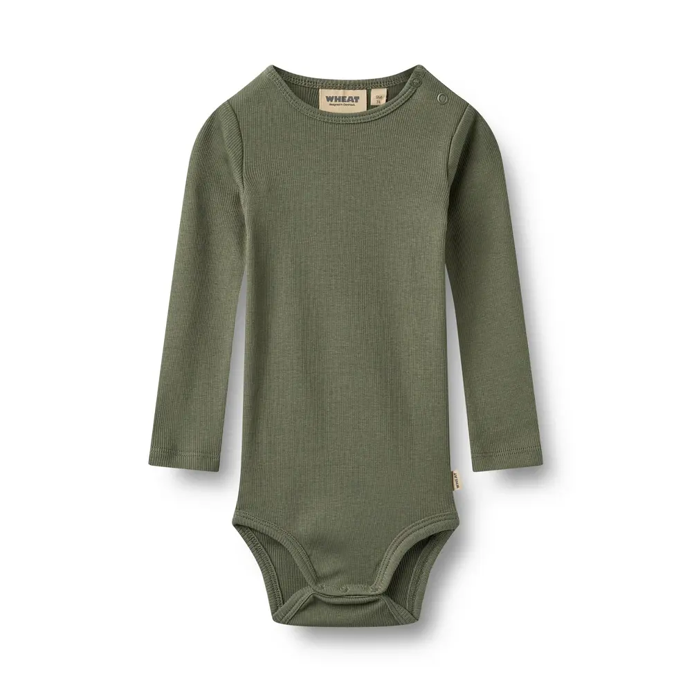 Wheat Spencer Långärmad Rib Body - Thyme - 92