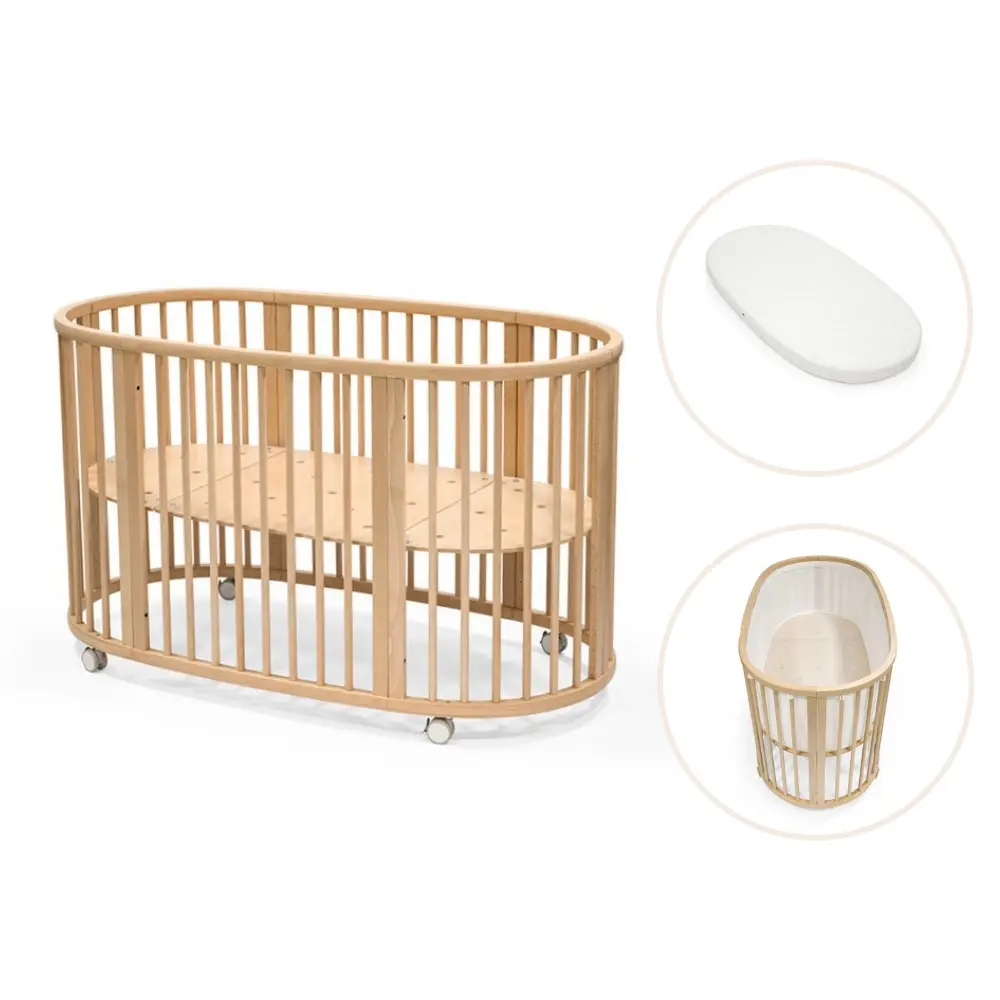 Stokke® Sleepi V3 Spjälsäng Inkl. Madrass, Lakan & Spjälskydd – Natural | Barnrum - Barnrumspaket | BabyMode