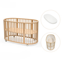 Stokke® Sleepi V3 Spjälsäng Inkl. Madrass, Lakan & Spjälskydd – Natural
