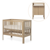 Nova spjälsäng med skötbord – ek