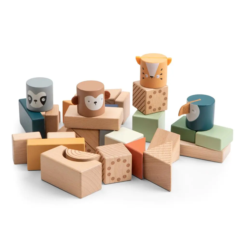 Stapelklossar Trä Wildlife Animals | Leksaker - Byggsatser & LEGO - Träklossar | BabyMode