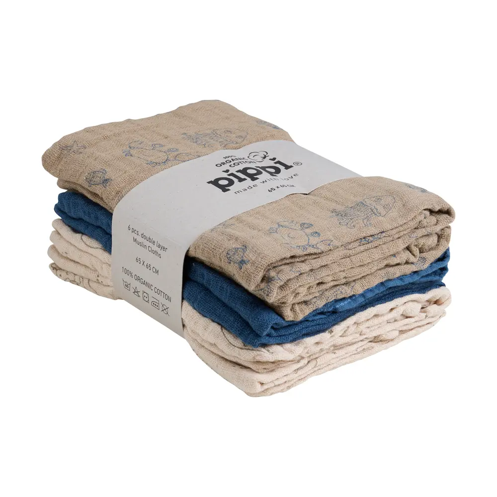 Eko Muslinfilt 6-pack - China Blue | Barnrum - Textilier - Muslinfiltar | BabyMode