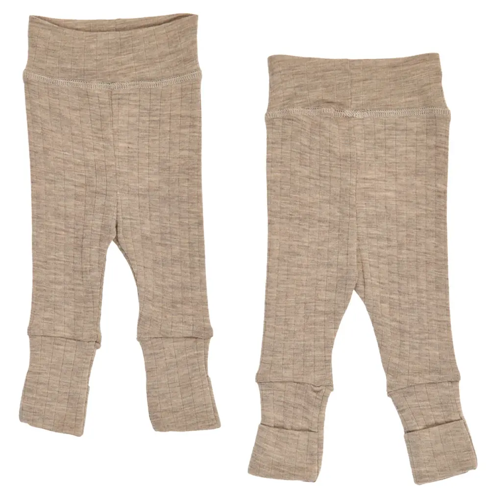 Byxor med Vikbar Mudd Woolly - Balsam Melange - 62 | Barnkläder - Ull - Ullbyxor | BabyMode