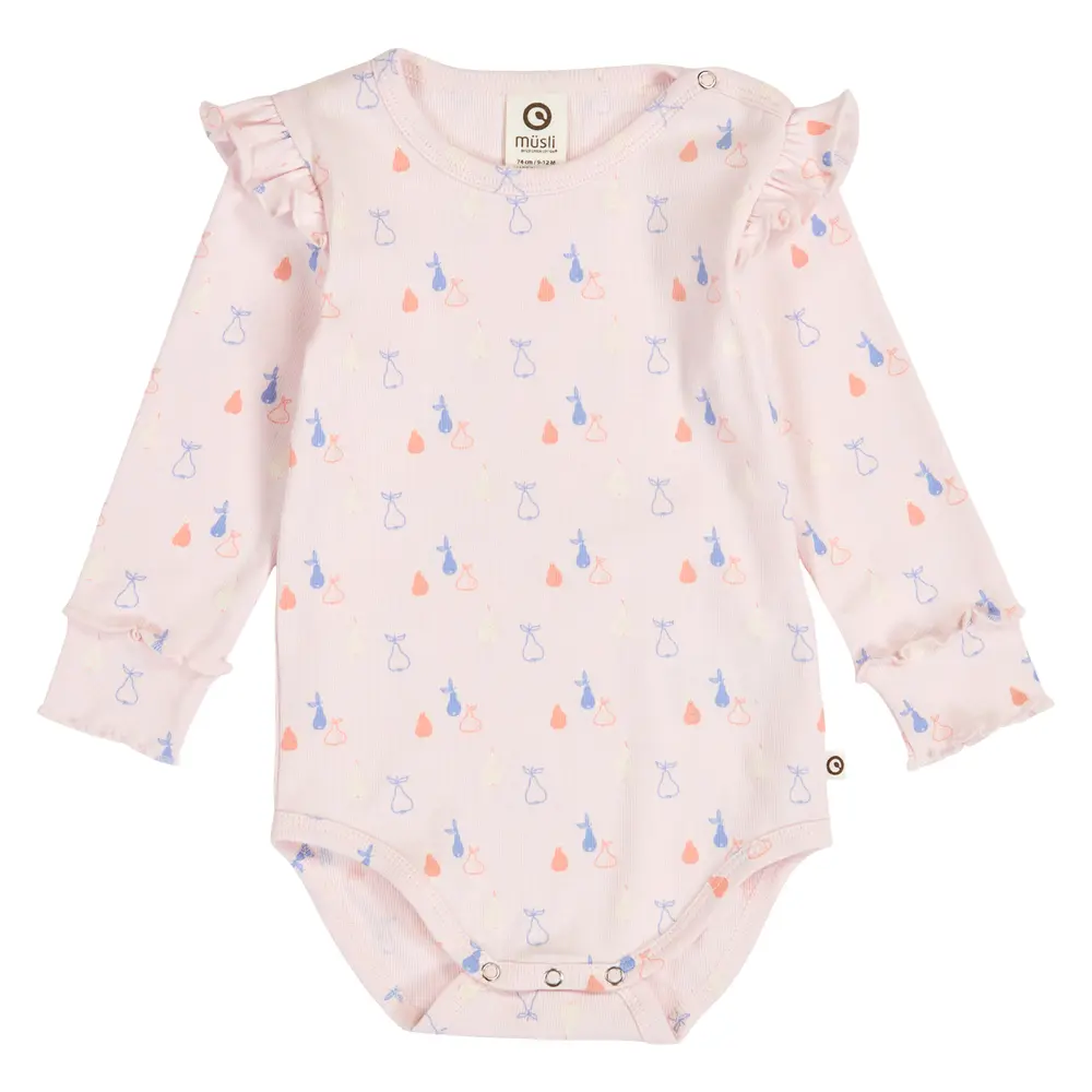Picnic Rib Volangbody - Primrose/ Shell blue/ Tofu - 62 | Barnkläder - Bodys & overaller - Långärmad body | BabyMode