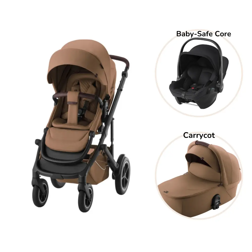 Britax Römer Smile 5Z Lux Duovagn inkl. Baby-Safe Core Babyskydd - Warm Caramel/Space Black | Barnvagnar - Barnvagnspaket | BabyMode