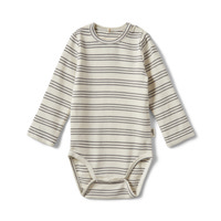 Långärmad Body August - Antique White/Blue