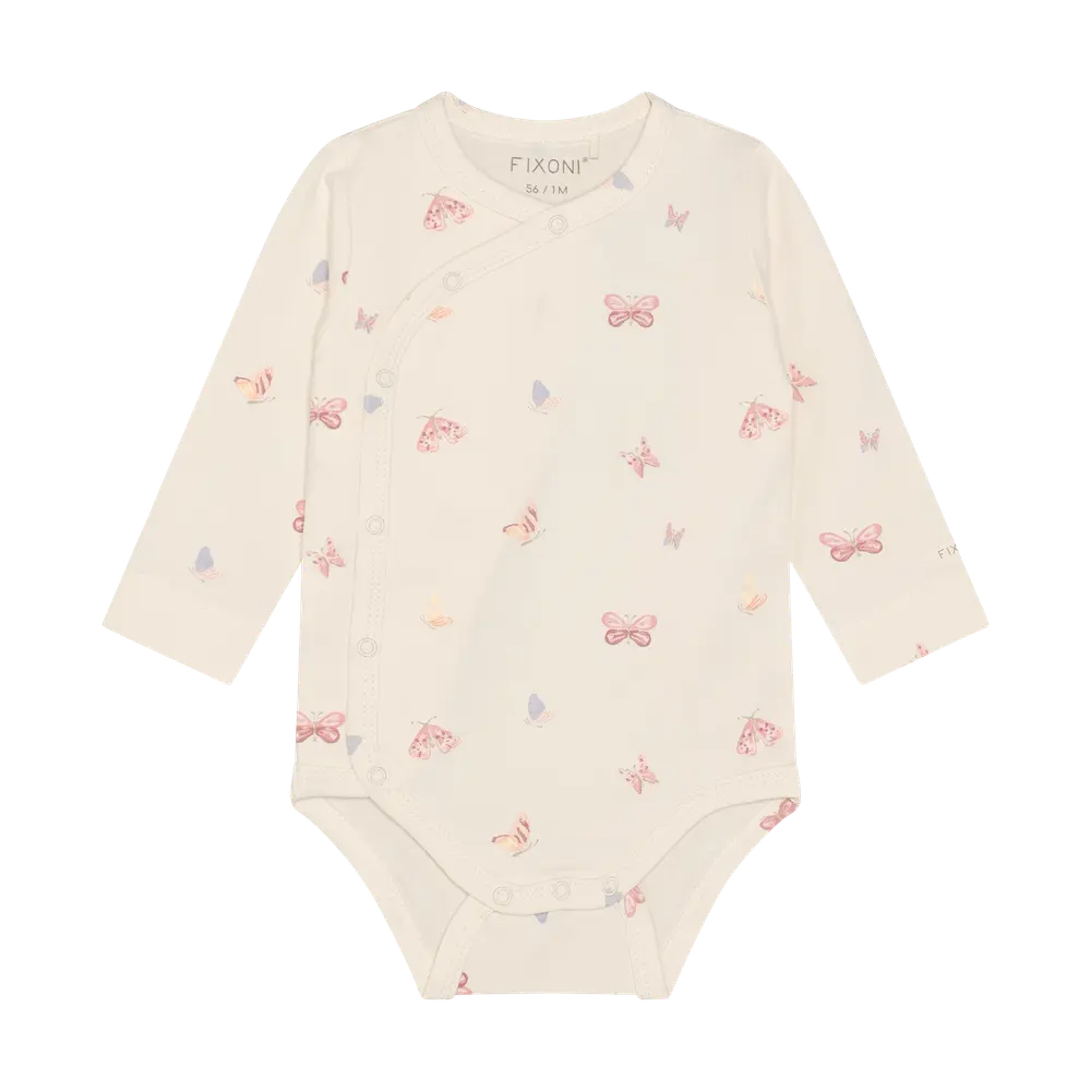 Långärmad Wrap Body - Bleached Mauve - 56 | Barnkläder - Bodys & overaller - Omlottbody | BabyMode