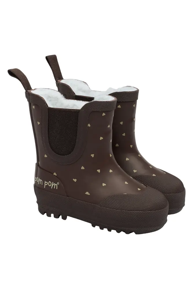 Kort Fodrad Gummistövel - Chocolate Heart - 25