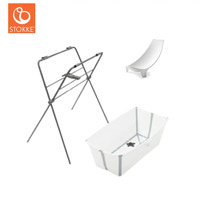 Stokke® Flexi Bath Badbalja Inkl. Stativ & Stöd Till Nyfödd - White