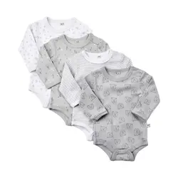 Långärmad Body 4-pack Harbour Mist | Kläder - Bodys & overaller - Långärmad body | BabyMode